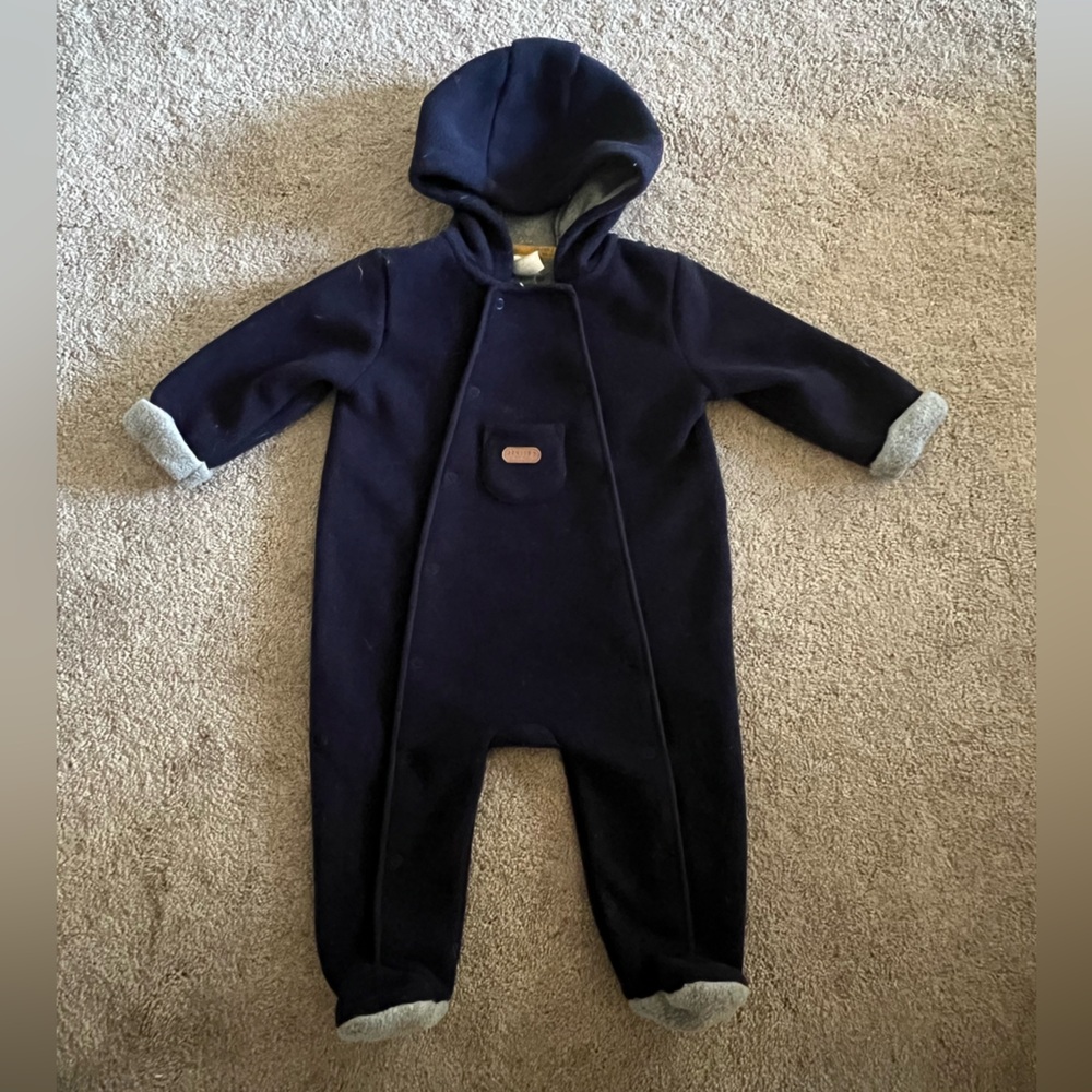 Cozy Navy Blue Hooded Kids One Piece